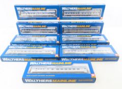 9 Walthers Mainline HO scale BUDD cars NIB