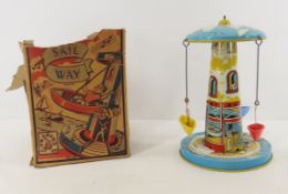 Unique Art Tin Sail Way Windup w/Partial Box