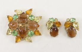 1960's Juliana Demi Parure Brooch & Earrings
