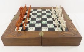 Asian Design Carved Chess Set