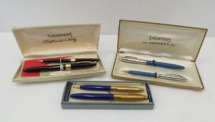 3 Sheaffer's pen & pencil sets, 1 snorkel