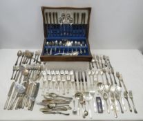 100+ Pc Mixed Flatware & Wooden Box