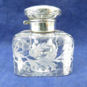 Crystal ink well with sterling silver top