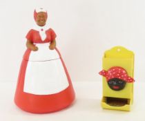 Black Americana Plastic Cookie Jar & Match Holder