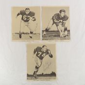 3 vintage Green Bay Packers player signed prints
