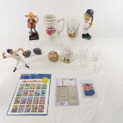Baseball collectibles, balls, bobblehead, mug