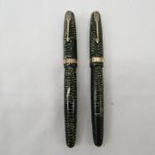 2 Parker Vacumatic Blue Diamond Fountain Pens