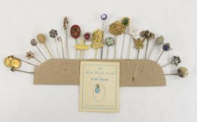 Antique Stick Pin Collection & 10kt Watch Medal