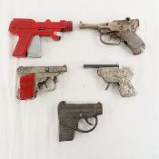 5 Vintage Metal Cap Guns-G-Man, Captain, National