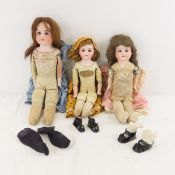 3 Antique Armand Marseilles Bisque Head Dolls