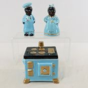 Black Americana Grease Jar with Salt & Pepper set