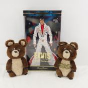 Elvis in White Eagle Jumpsuit & 2 Olympic Bears