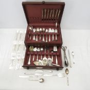 90+ pieces mixed Silverplate Flatware in case