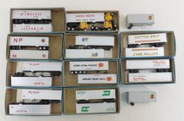 3 HO Semi Cabs and 20 20' & 40' Trailers