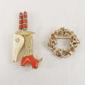 Vintage Hattie Carnegie Anteater & Circle Brooches