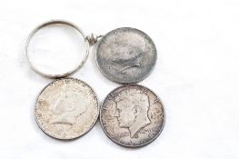 3 Kennedy Half Dollars 1964, 1968, 1969 Plus Ring