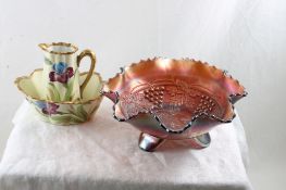 GDA Limoges France Creamer, Carnival Glass Bowl