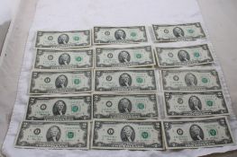 15 $2 Notes - 1976, 1995 & 2003