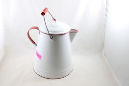 Red & White Enamelware Cowboy Coffee Pot
