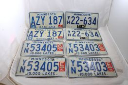 4 Minnesota License Plate Sets, 1980, 81, 81, 89