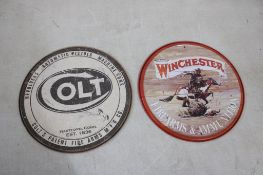 2 Metal Signs Winchester & Colt Fire Arms