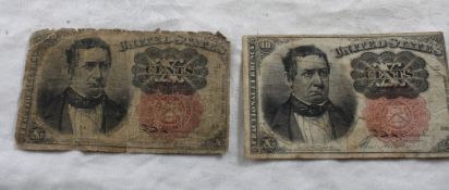 2 10 Cent Fractional Currency 1874