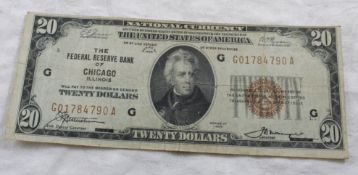 1929 $20 Nat'l Currency Federal Reserve Chicago