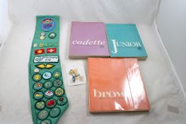 Vintage Girl Scout Books, Pins & Cloth Sash