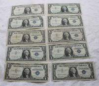 10 $1 Silver Certificates 1957