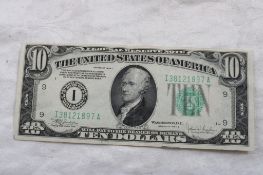 1934 $10 US Federal Reserve Note