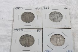 4 Walking Liberty Silver Quarters