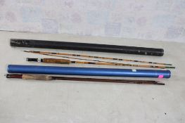 2 Old Unknown Bamboo Fishing Rods in Tubes