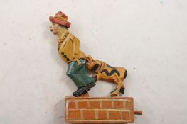 Mechanical Wood Folk Art Dog Biting Man