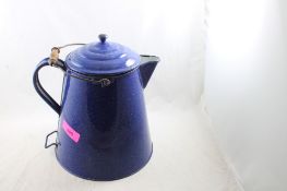 Blue Speckled Enamelware Cowboy Coffee Pot