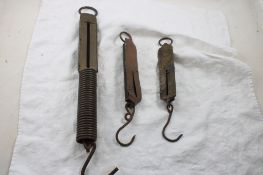 3 Antique Brass Spring Scales