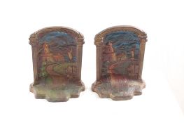 Cast Iron Dutch Windmills Bookends 5 1/4