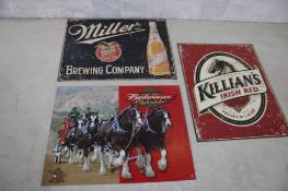 3 Metal Beer Advertising Signs 16