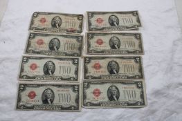 8 1928 $2 Notes Red Seal