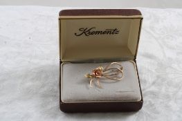 10k Gold Krementz Butterfly Pin 2.6 Grams w/Box
