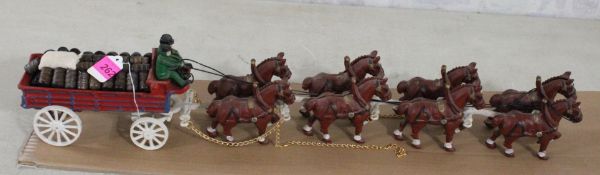Clydesdale Horse Drawn Beer Wagon w/Drivers/Dog