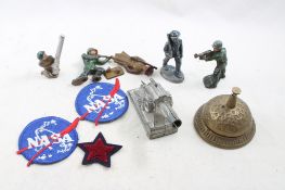Lead Soldiers, Brass Desk Bell, NASA Patches,