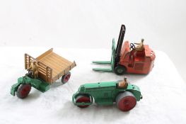 3 Dinky Toy #270 MotoCart, Fork Lift, Steam Roller