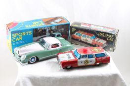 Tin Friction Fire Chief Car, Lucky Car Working