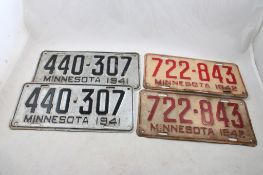 1941 & 1942 Minnesota License Plate Sets