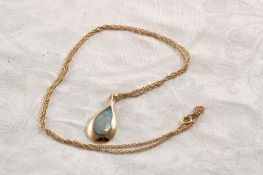 14k Gold Chain w/Opal Pendant by KBN 3.8 Grams