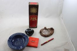 3 Ashtrays, Level, Makeup/Shaving Mirror, Avon