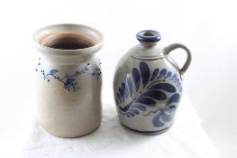 Stoneware Cobalt Design Salmon Falls Crock & Jug