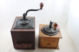 2 Antique Wood Coffee Grinders