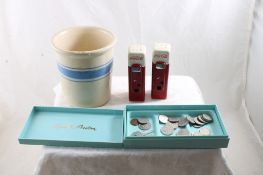 Coke S&P Shakers, Canadian Coins, Crock