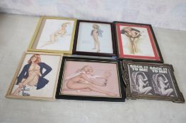 6 Vargas & Other Pin-Up Framed Pictures